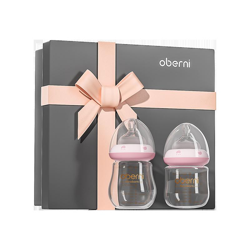 Oubani 0 bis 6 Monate Neugeborenen Glasflasche Geschenk-Box-Set Neugeborenen Anti-Blähungen Baby Babyflasche