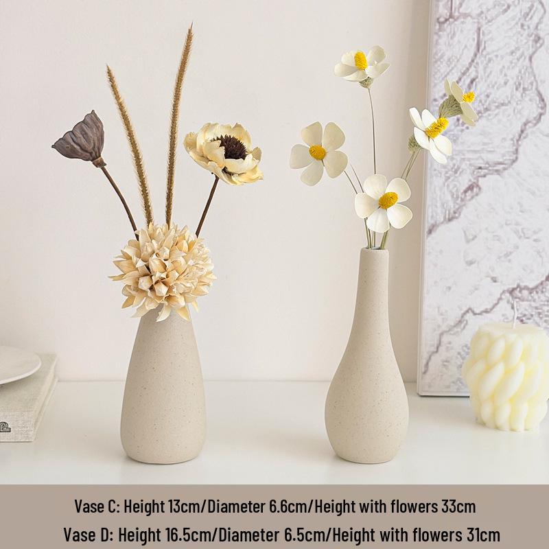 Cream Style Decorative Vases for Living Room, Bedroom, or TV Cabinet with Dried Flowers