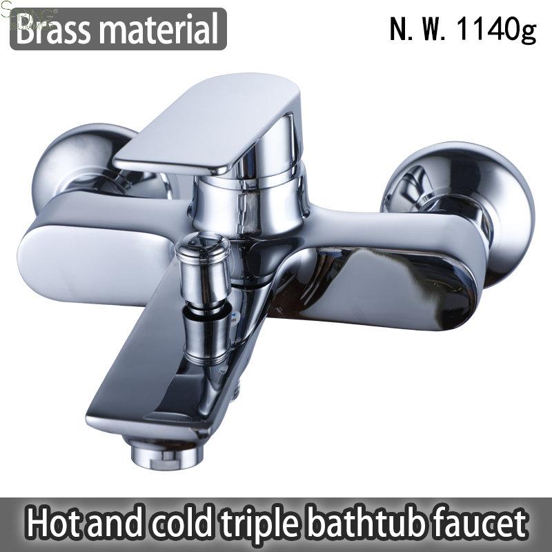 Brass Modern Wall Bathtubs Tap Sets Single Handle Bidet Shower Mixer S05 Tubs Faucet Chrome Bath Shower Faucets (as the picture,Exposed Shower Faucets)