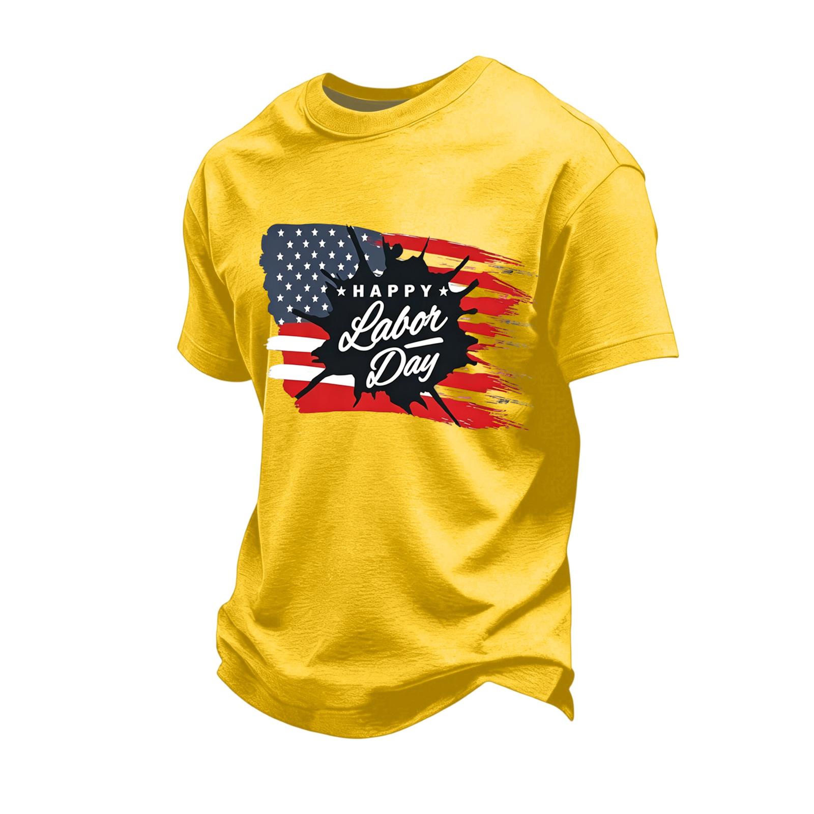

Men s Loose Fit Casual Short Sleeve T-Shirt Labor Day Print Crew Neck Soft Fabric Comfortable Top for Everyday Wear S