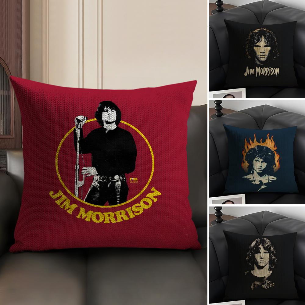 JJIM MMORRISON Band Cushion Cover Natural Linen Organic Fabric DoubleSided Printing Sofa Home Decor Gift Pillow Case
