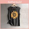 Women's Casual Sleeveless Tops Featuring Beautiful Sunflower Print For Everyday Fashion