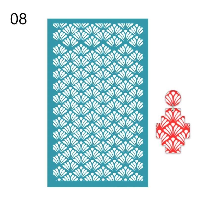 Reusable 3Pcs Silk Screen Stencils Mesh Transfer Printing Tools for Polymer Clay Earring Jewelry Making for DIY Painting Stencil