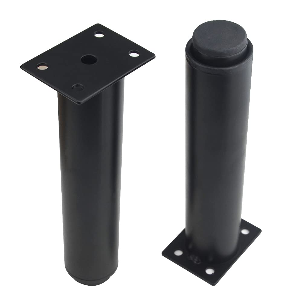 XINMEIWEN 4-Pack Metal Adjustable Furniture Legs, Cabinet Legs, Heavy-Duty Bed Center Frame Slat Support Legs for Table, Bed, Sofa (7.1"-12"), Black