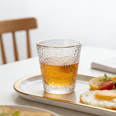 Golden-edge Small Sunflower Cup Retro Embossed Glass Cup Cold Drink Cup Juice Cup Wine Cup Ins High Appearance Level Water Cup