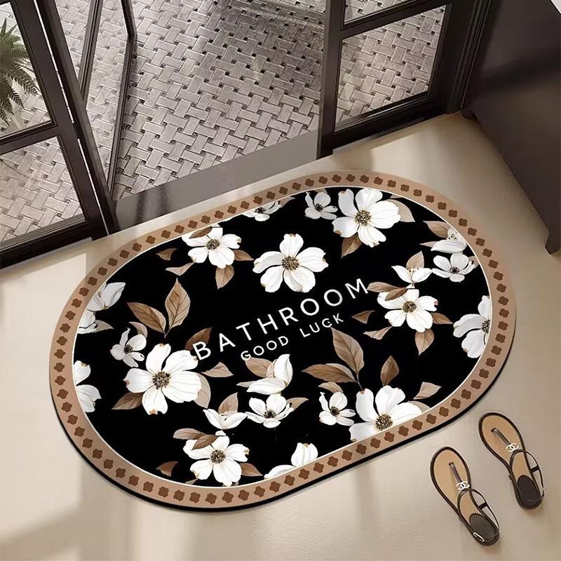 Nordic Style Flower Diatom Mud Floor Mat Shower Room Non-Slip And Dirt-Resistant Absorbent Floor Mat Bathroom Easy To Take Care Of Floor Mat