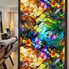 Colorful Retro Floral & Bird Static Cling Window Film - No Glue, Removable