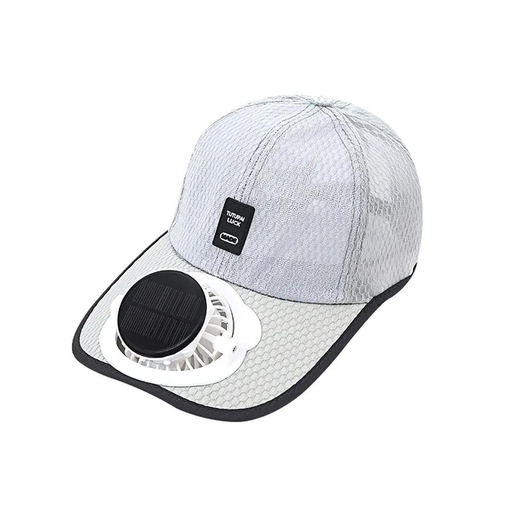 Solar Powered Cooling Cap with Fan Summer Breathable Mesh Sun Visor Hat Sun Protection Outdoor Hat USB Rechargeable Cooling Cap