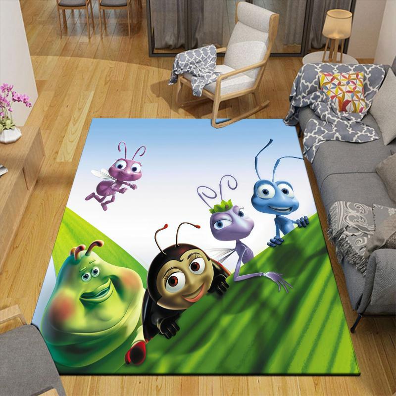 A Bug's Life Home Sofa Decoration for Living Room & Bedroom, Non‑Slip Play Flannel Floor Mat for Game Room