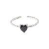 925 Sterling Silver Heart Black Zircon Irregular Rings For Women Engagement Rings Luxury Jewelry Accessories Jewellery