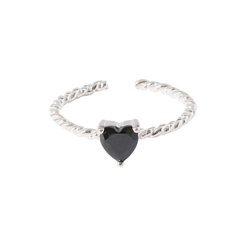 925 Sterling Silver Heart Black Zircon Irregular Rings For Women Engagement Rings Luxury Jewelry Accessories Jewellery