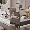 Display Tray with Ribbed Borderless Mirror Finish Serving Silver for Living Room, Dining Area,