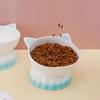 Cartoon Cute Ceramic Dog Cat Food Bowl, High Foot, Overturn Proof, Large Caliber,  Neck Protection, Creative Pet Bowl, 1Pc
