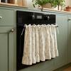 Oven Curtain, with Tie-Down Straps, Vintage Style, Easy Fastening Farmhouse Oven Door Ruffled Stove Skirt Curtain for Kitchen