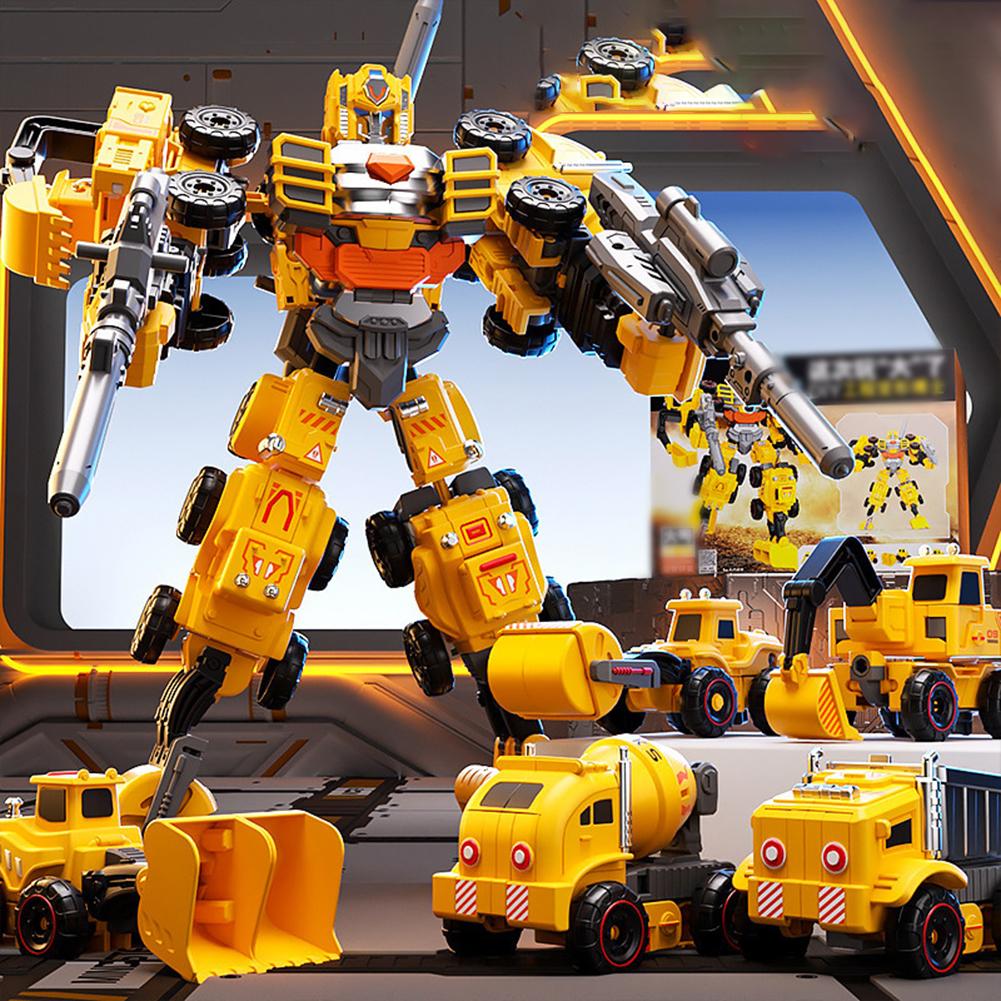 5-in-1 Engineering Vehicle Transforming Robot Toy DIY Deformable Engineering Vehicle Inertia Cars Toy Gifts For Kids