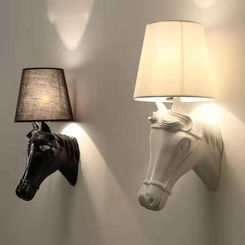 Horse Head Wall Lamp European Bedside Bedroom Aisle Corridor Clothing Store Simple Mediterranean Led Wall Lamp