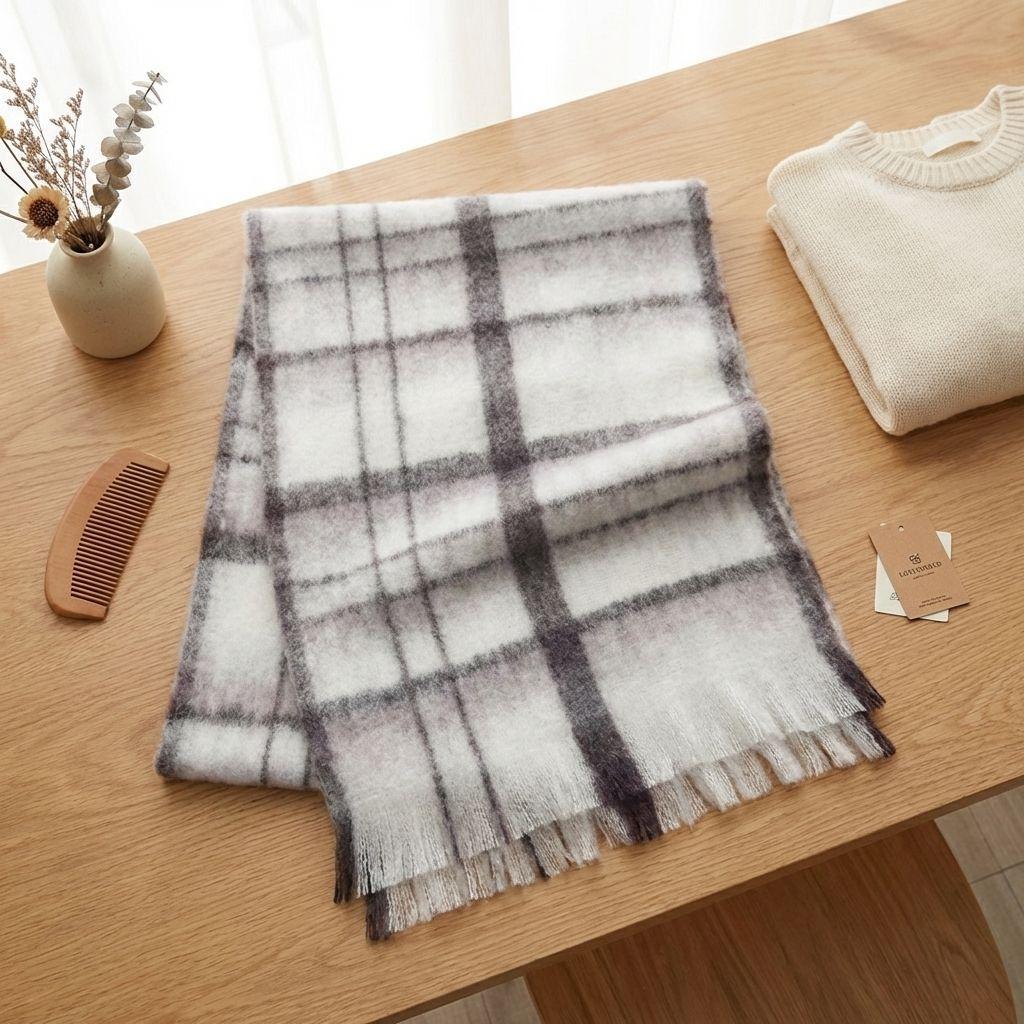 Spring and Autumn Women s Plaid Warm Long Scarf with Plaid Pattern