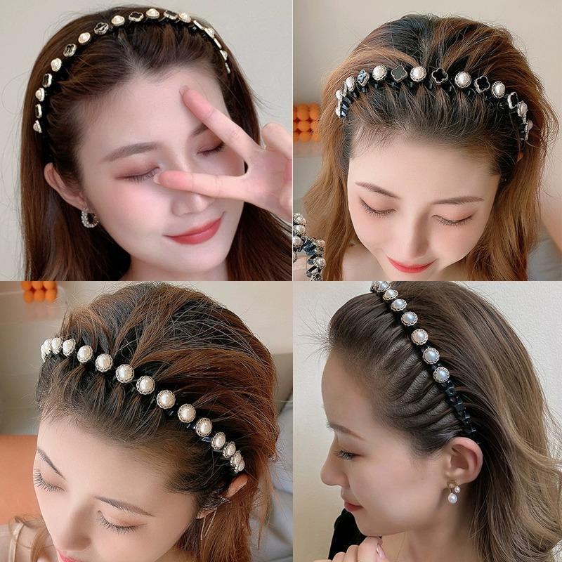 Rhinestone Wave Headband Women's Hair Pressing Hairpin Hair Tidying Artifact Headband Hairpin Autumn and Winter Headdress