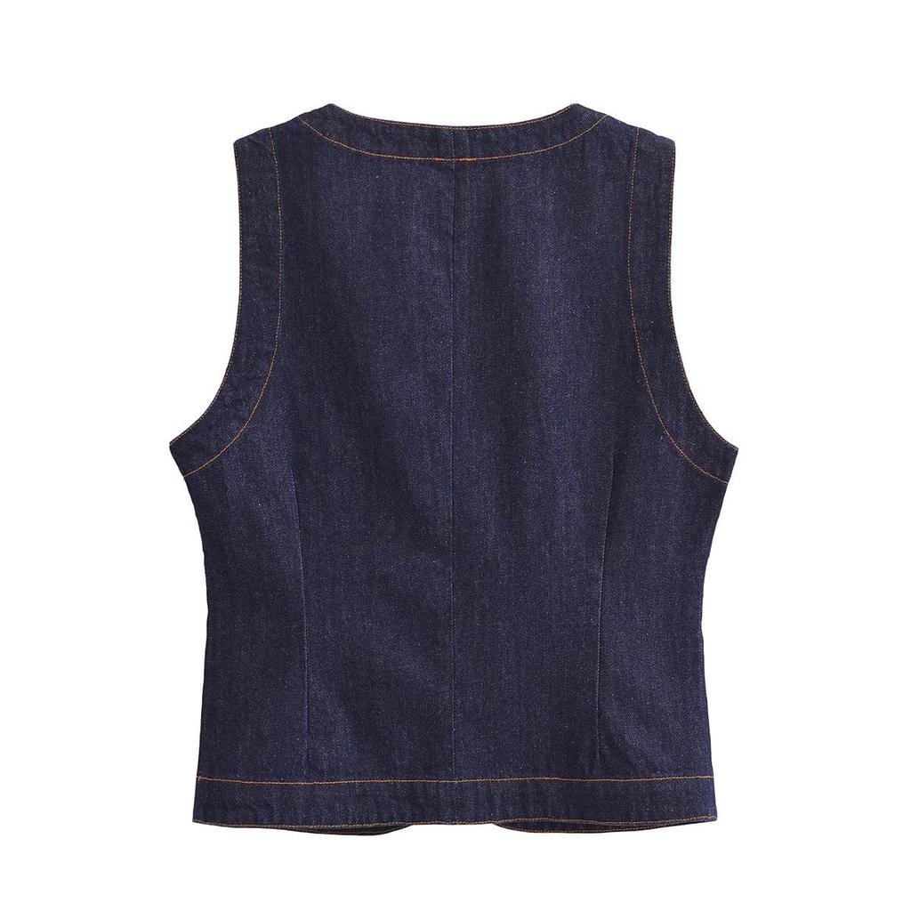 2025 Women's Spring Fashion: European-American Style Denim Vest & Long Pants Set