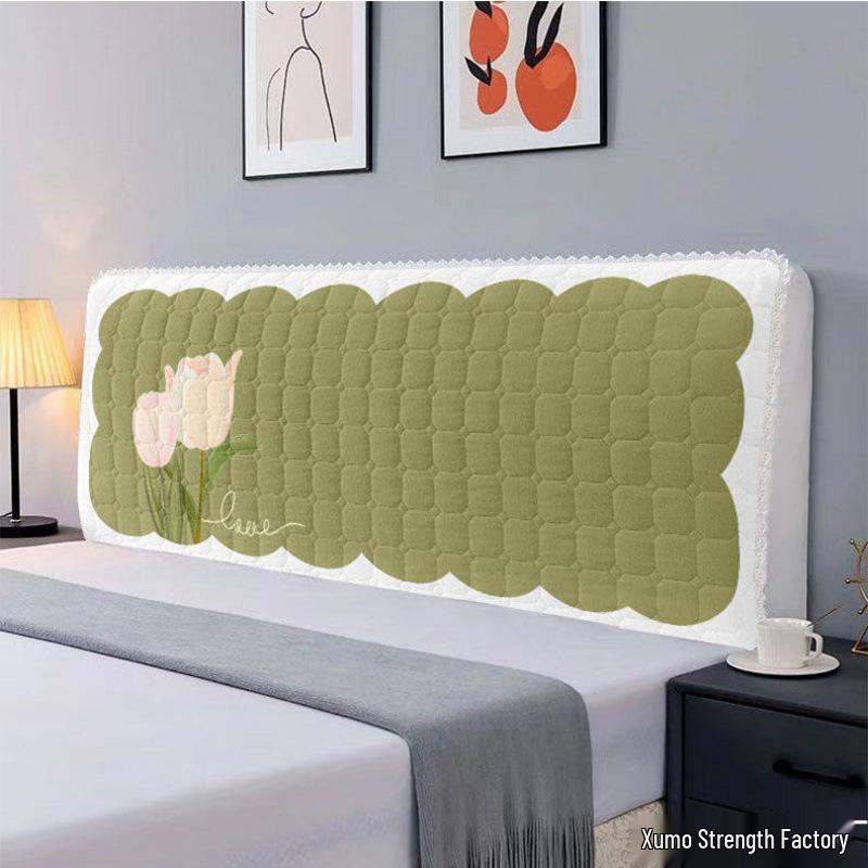 European-Style Quilted Headboard Dust Cover: Thickened Soft Upholstery, Solid Wood Compatible, Full Coverage Protection.