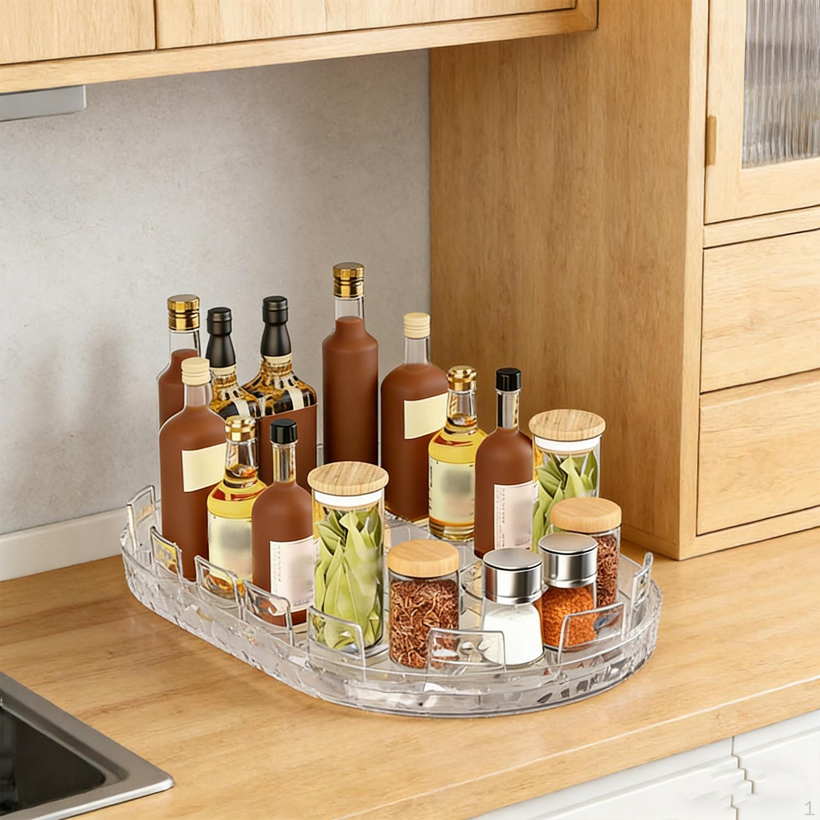 Rotating Tray Organizer, Non-slip, for Refrigerator, Cupboard Or Pantry. PET Material. Suitable чистый