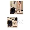Bottes de neige à bouche poilue pour femmes, tube court, semelle épaisse, bout rond, fermeture éclair latérale et chaussures en coton chaud en peluche