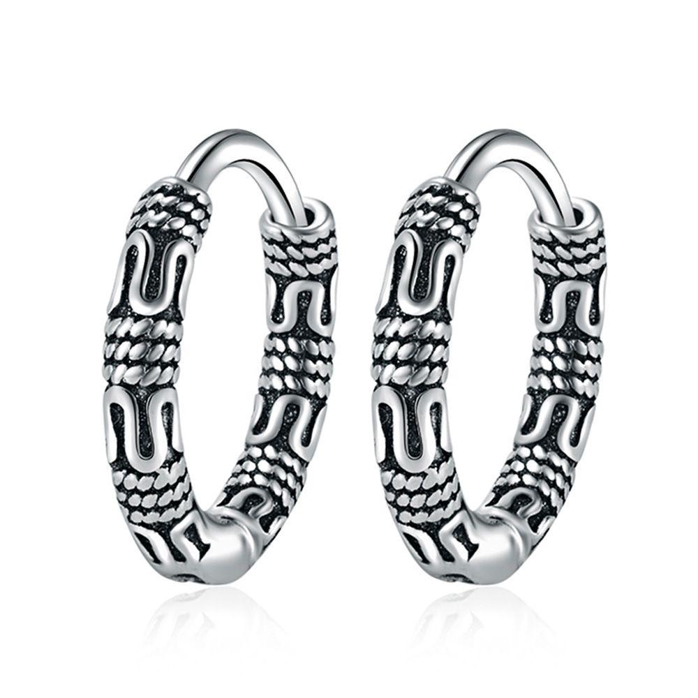 Metal Hip Hop Hemp Rope Women Hoop Earring Korean Style Ear Buckle Pattern Earring Fashion Jewelry
