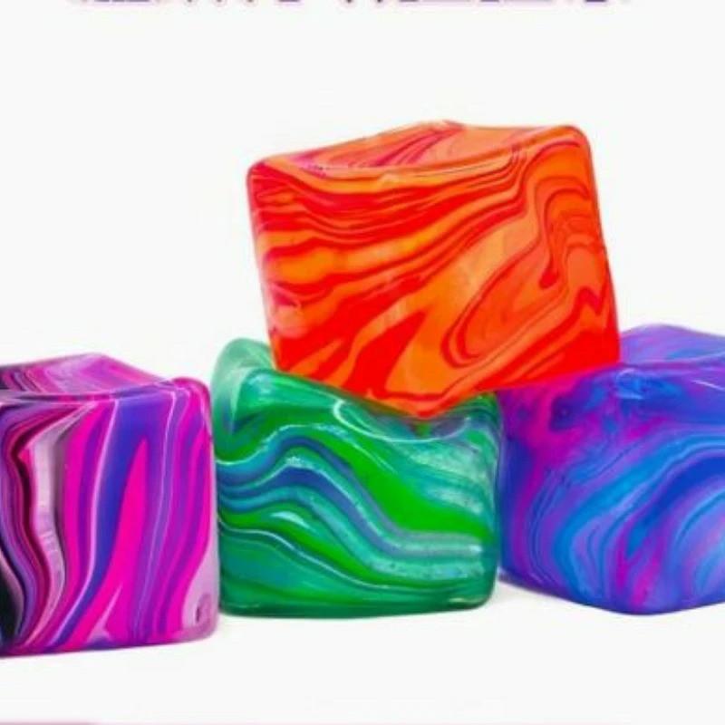 Shiny Ice Skin Maltose Squishy Cube Soft Slow Rebound Fidget Toy Stress Relief Squeeze Sensory Toy Festival Party Gift