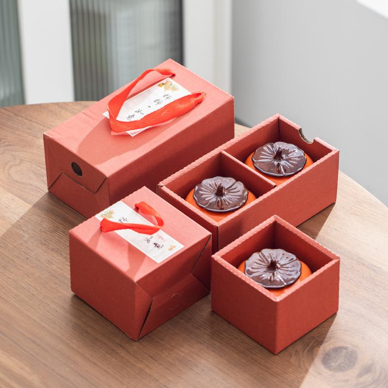 Persimmon Ruyi Persimmon Jar Happy Candy Jar Gift Box Ceramic Ornament Small Tea Can Wedding Wedding Gift