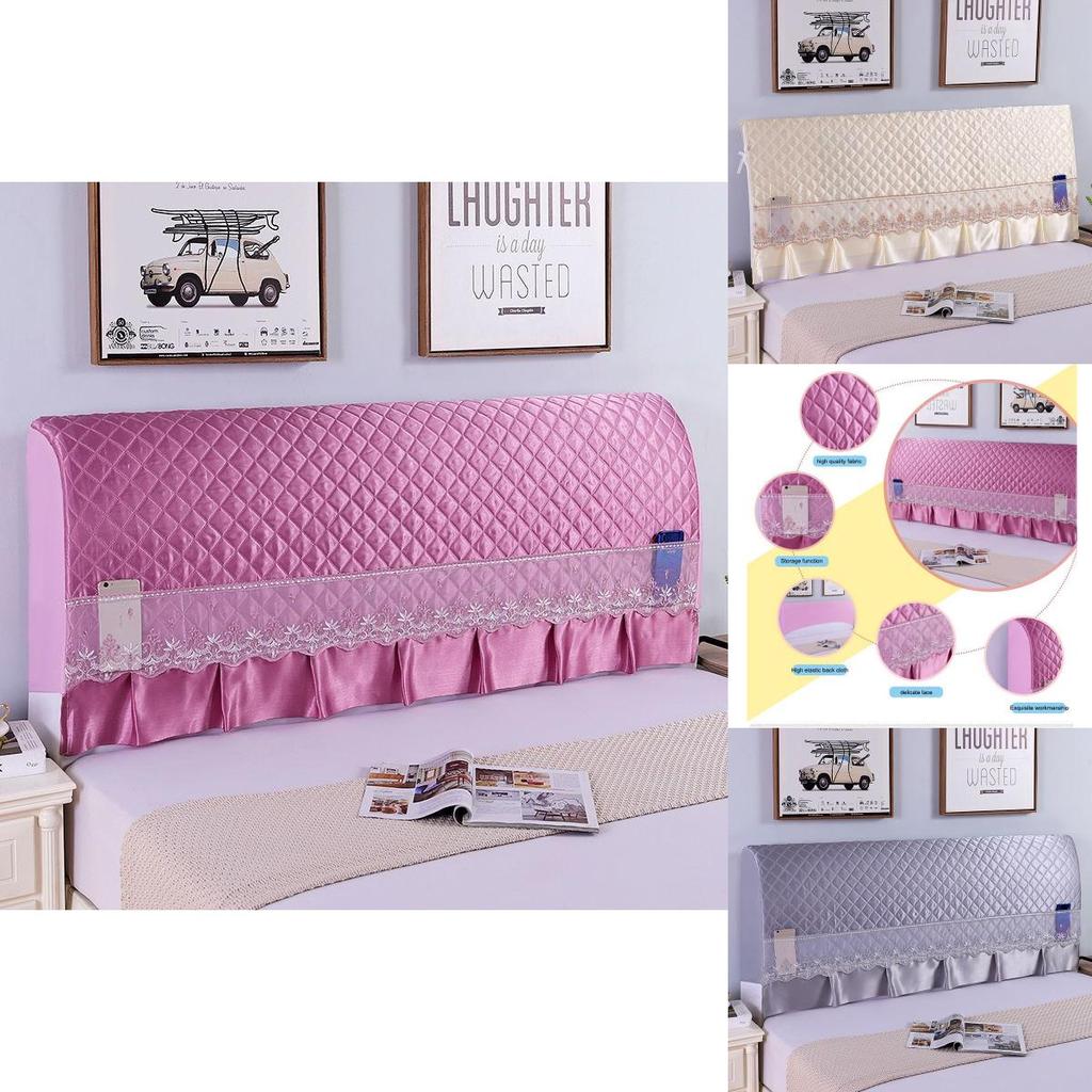 Stretchy Quilted Bed Head Cover With Lace Storage Wrinkle-resistant And All-inclusive