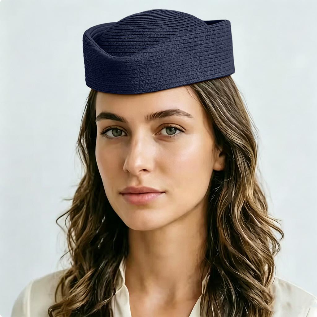 Womens Straw Beret Hat Artist Cap Sun Hat Air Hostess Style Headwear Round Crown Lightweight Breathable