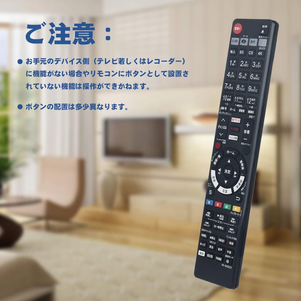 PerFascin Alternative Remote Control FITS FOR N2QAYB001223 for Panasonic Disc Recorder Blu-ray DMR-4CW400 DMR-4CS100 DMR-4W100 DMR-SUZ2060 etc.