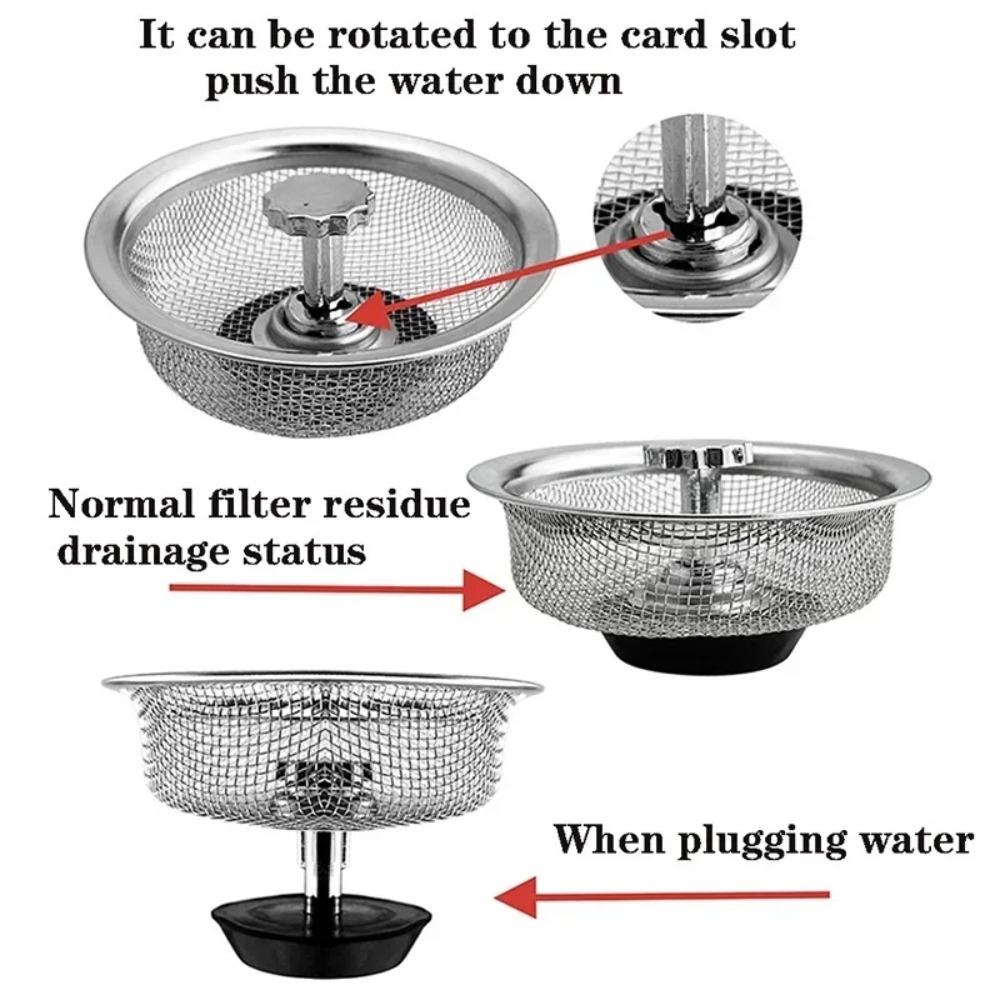 Universal Sink Drain Filter – Stainless Steel Mesh Catcher for Kitchen & Bathroom,Catches Hair,Food Scraps,Debris, Reusable,Easy To Clean, Anti-Clog