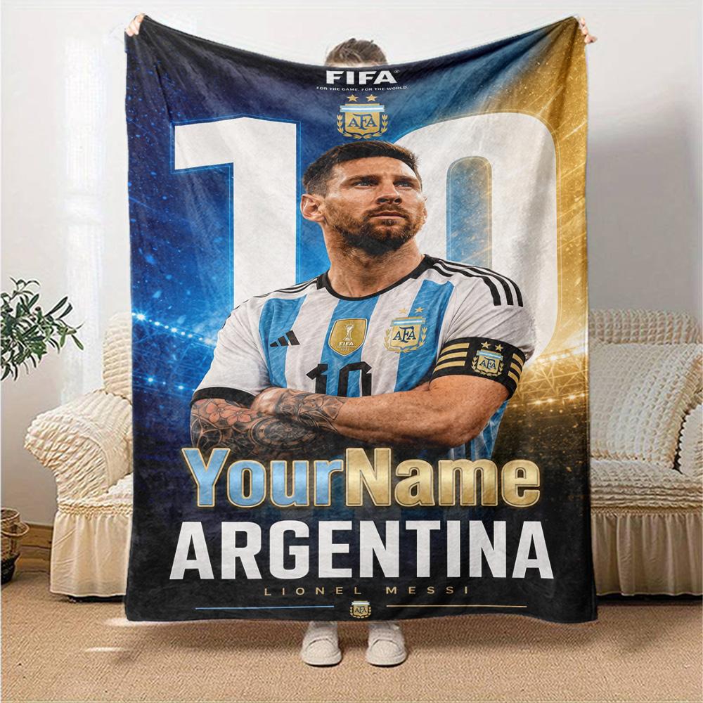 Messi Customize Text Blanket Gift Customizable Blanket Warmthful Decor Suitable for Sofa Couch Office Bed for All Occasions Gifts For Family Or Friend