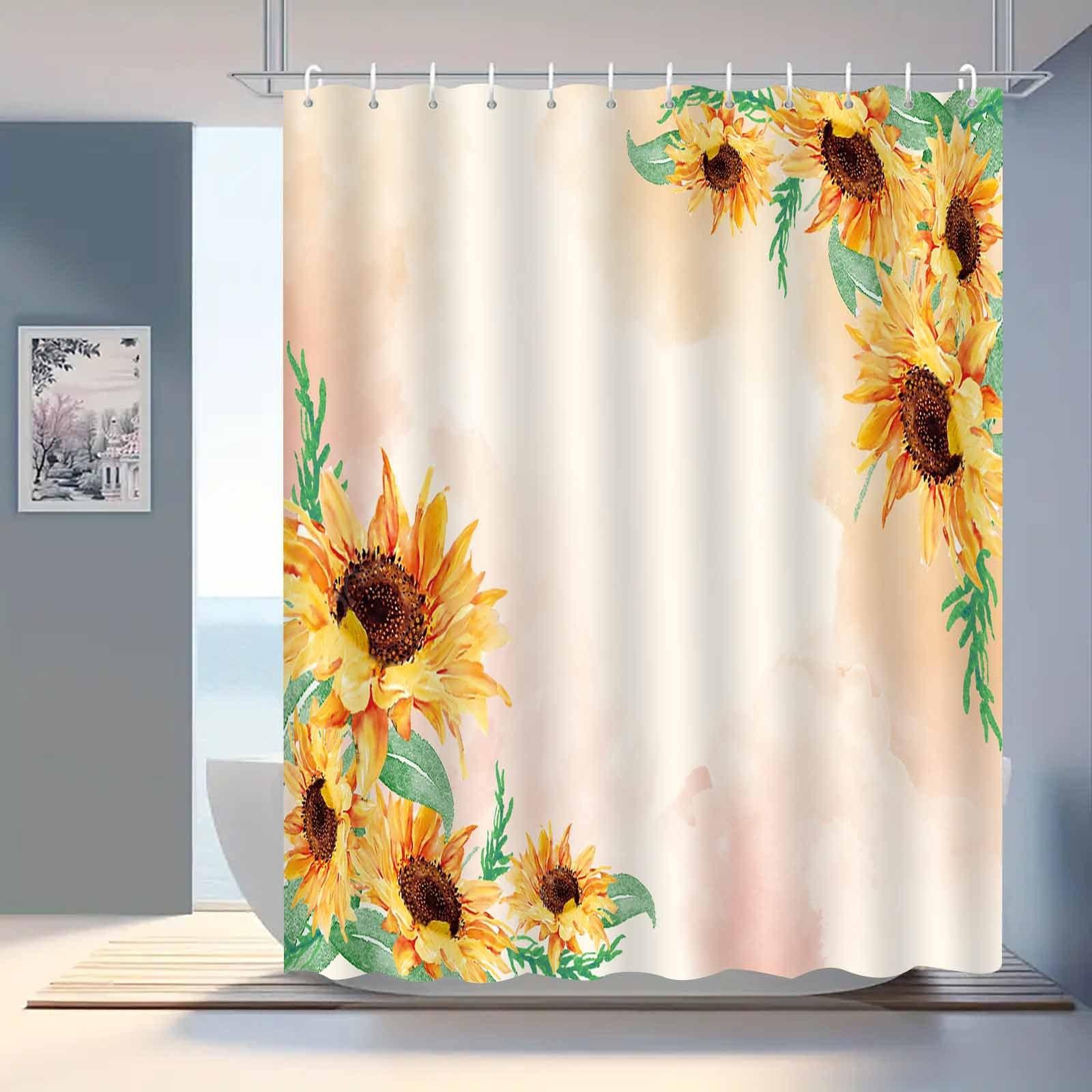 

1Pc Sunflower Patterned Shower Curtain, Machine Washable Polyester, Suitable For Bathroom Dcor. W60H190(CM)-1 Pcs