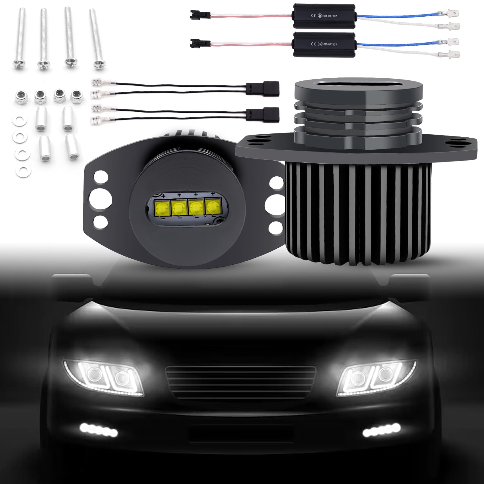 

Ygmylandbb 40 Вт Светодиодная фара «Ангельский глаз» Совместима с сигнальной лампой для 3 Оригинальная замена Белый Комплект из 2 ламп, Канселлеры, До E90 белый