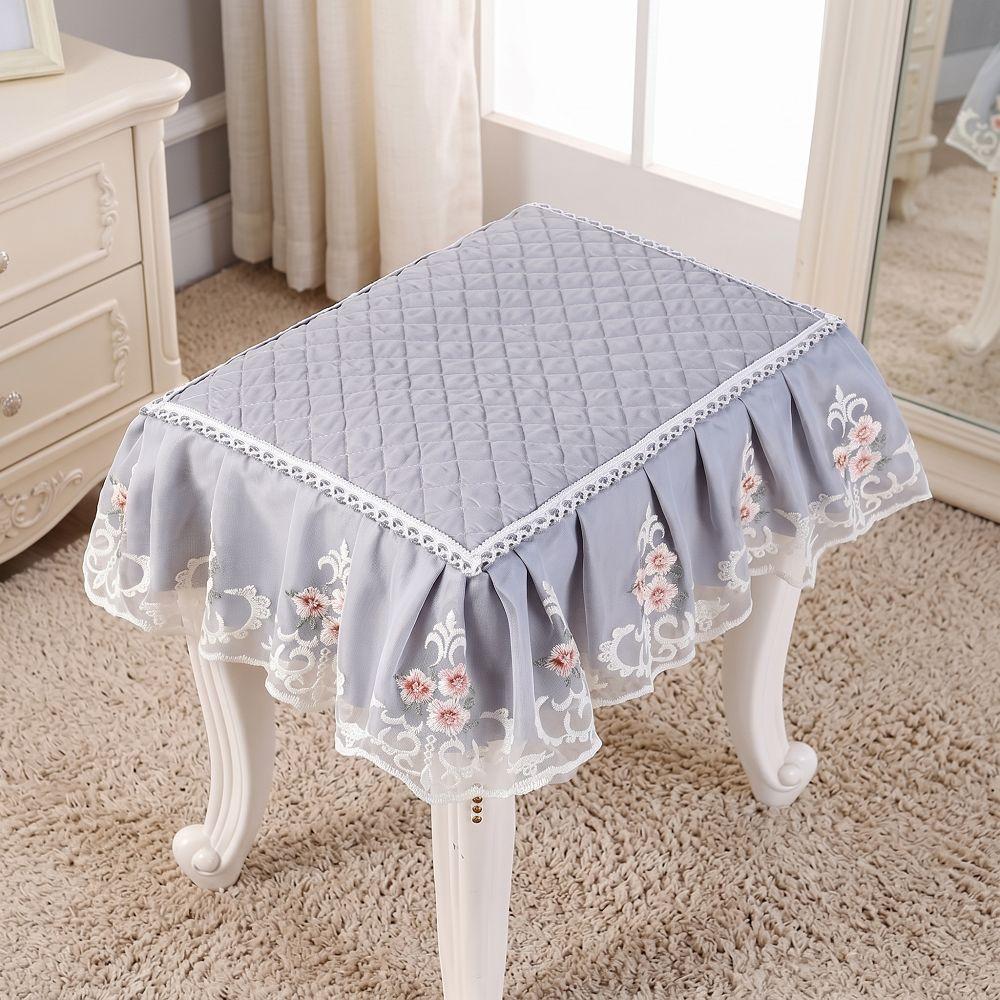 Thick Floral Makeup Stool Cover Floral Pattern Seat Chair Slipcover Stool Cushion Cover Household