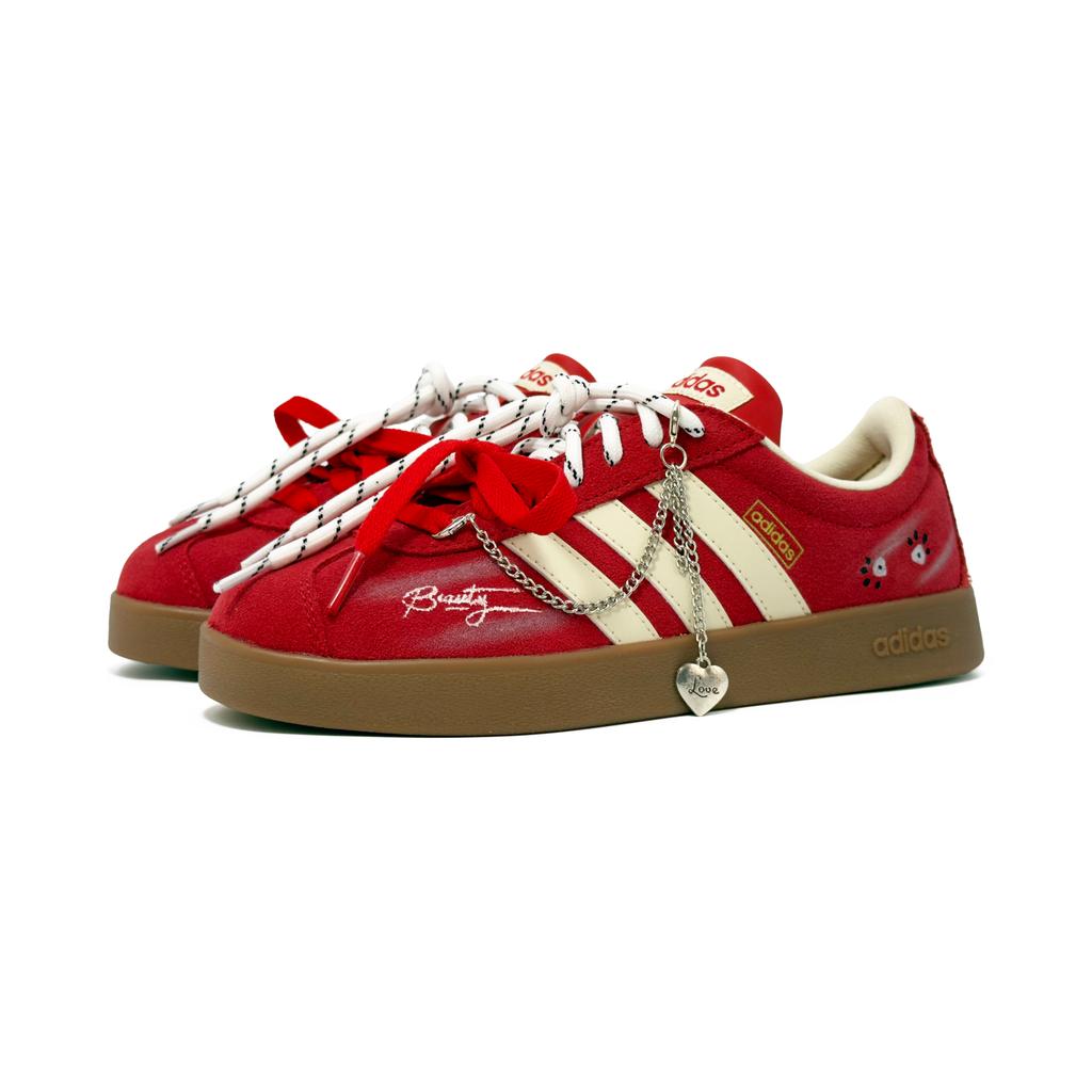 adidas Vl Court Classic Abrasion Resistant Slip Resistant Low Top Skateboard Shoes Unisex China Red KK3774(TEAM1572-)