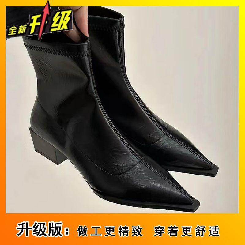 High-end pointed Martin boots women's niche design versatile thick heel thin boots women's new autumn and winter 2025