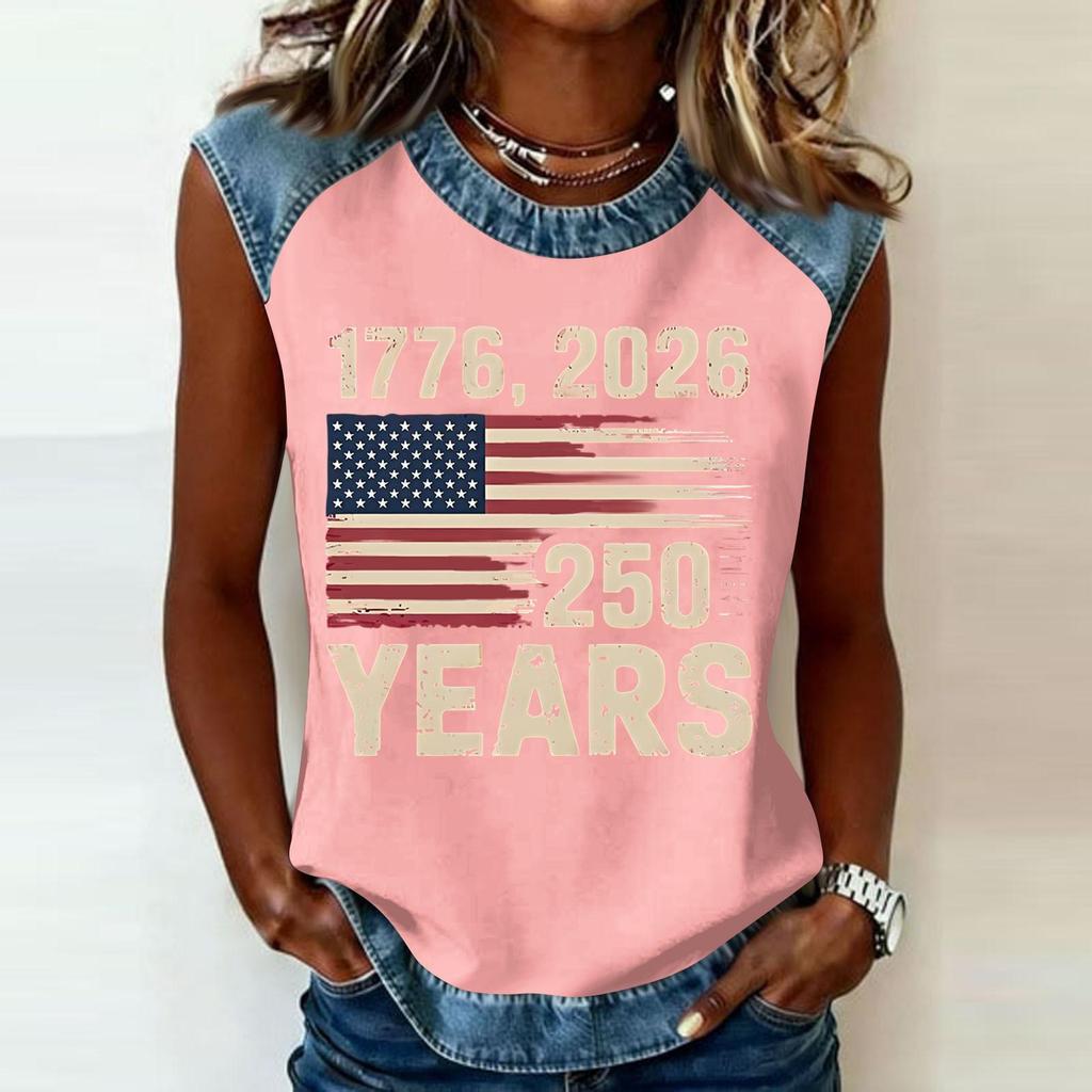 Women's Casual Round Neck Pullover Printed T-Shirt Top