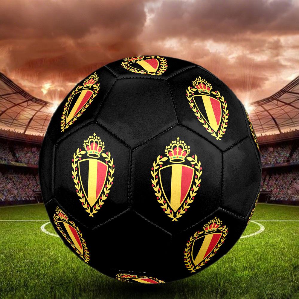 Belgium National Football Logo Size 5 Soccer Ball, Machine-Stitched PVC, Durable & High Bounce, All Ages Fit, Fan Merchandise, Matches & Outdoor Use.