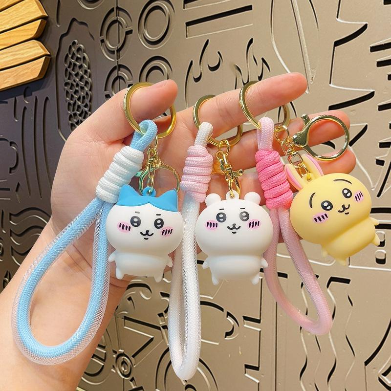 Kawaii PVC 3D Figure Keychain Cute Usagi Hachiware Ushachi Cartoon Pendant Bag Charm & Key Ring Party Birthday Perfect Gift