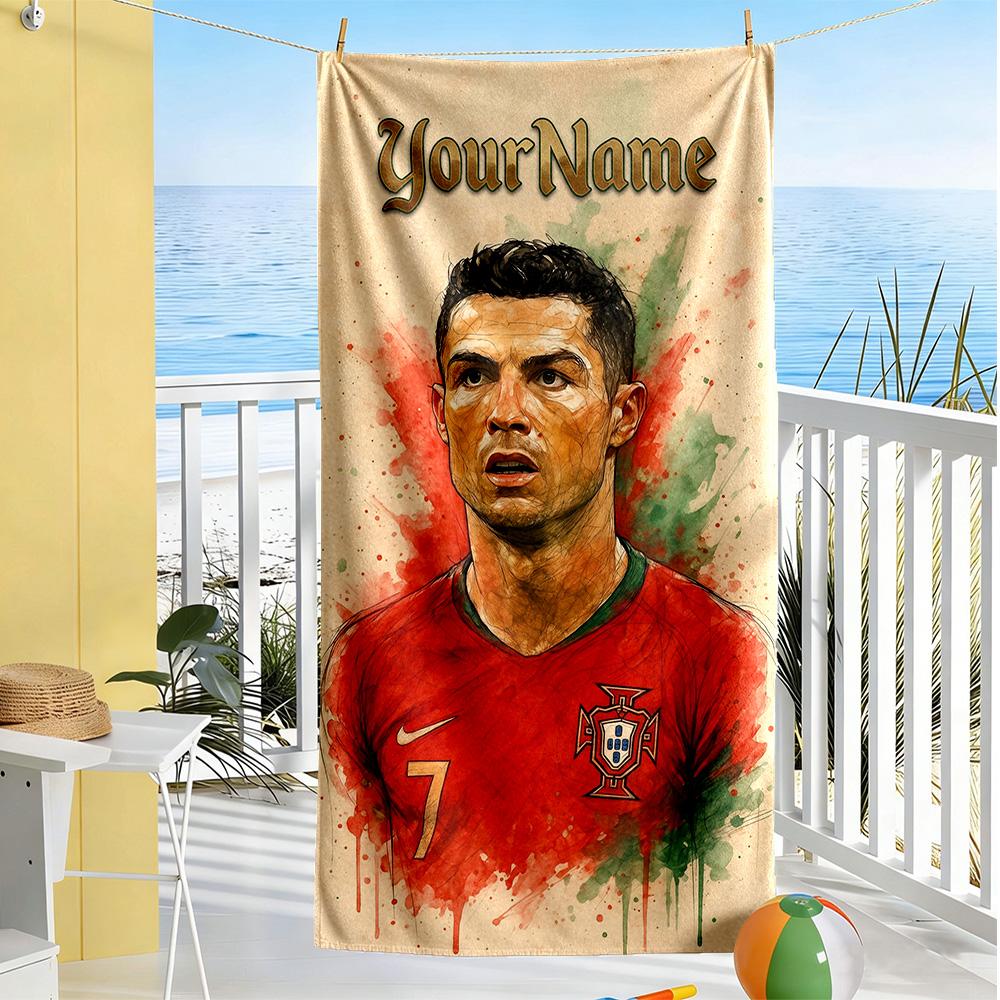 Cristiano Ronaldo Vlastní Jméno Plážová Osuška Super Měkká & Absorpční Přenosná na PlaváníPlážKempování Cestování Plážové DoplňkyPosilovna