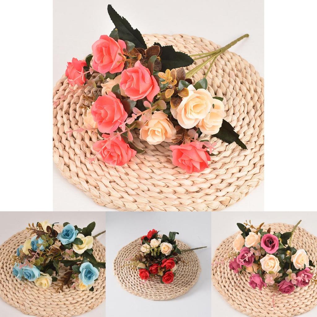 Elegant Rose Artificial Flower Bundle With Durable Silk For Home And Wedding Use