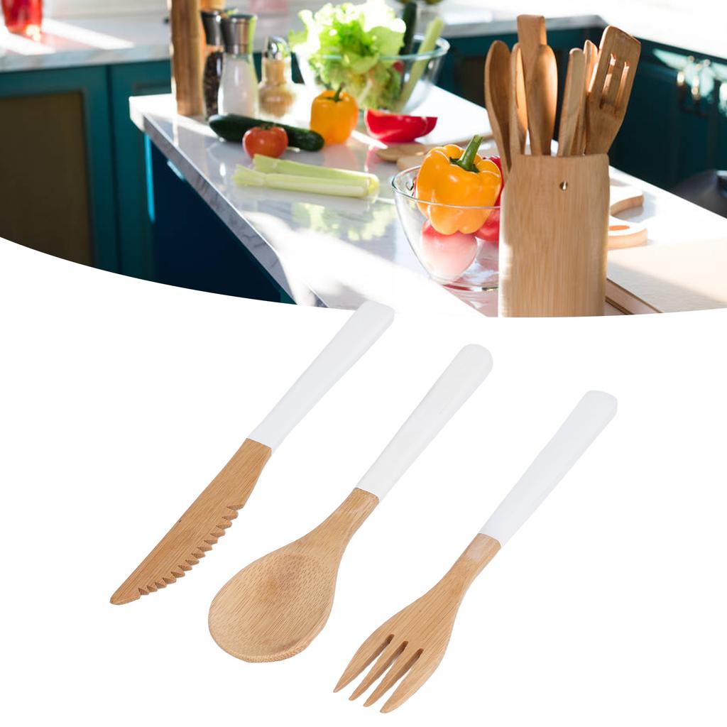 3Pcs Japanese Wooden Cutlery Set Safe BPA Wooden Cutlery Spoons Forks Knives for Kitchen