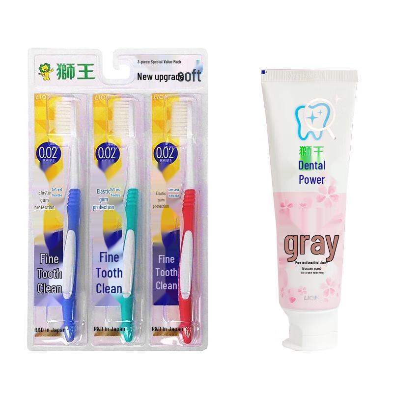 Lion Fine Tooth Clean Gum Care Toothbrush Set with Sakura Toothpaste