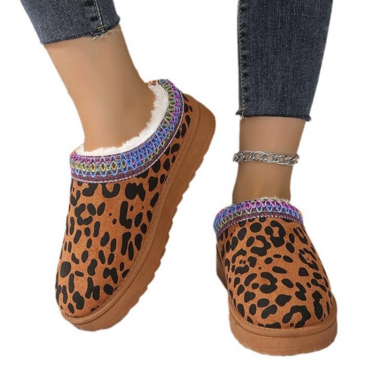 Winter New Large Size Velvet Thickened Warm Thick-soled Snow Boots Muffin Bottom Heel-less Cotton Shoes Women