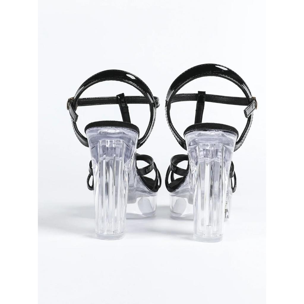 12Cm Clear Heel 2025 New Thick Heel, High Heels Trendy Car Model Women's Shoes, Crystal Sole LFD-19866-4