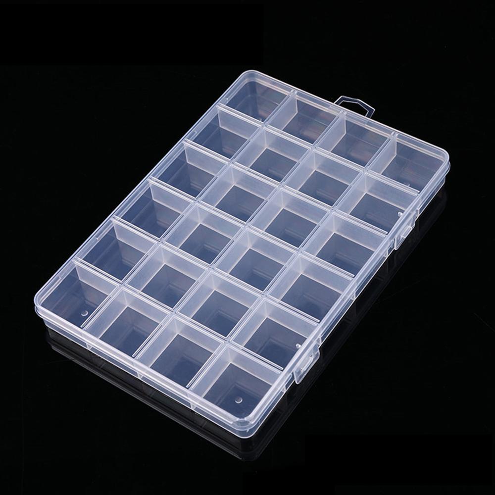 Hot Selling 24 Grids Transparent Storage Box Display Organizer Box Jewelry Ring Earring Case Plastic Storage Box Container