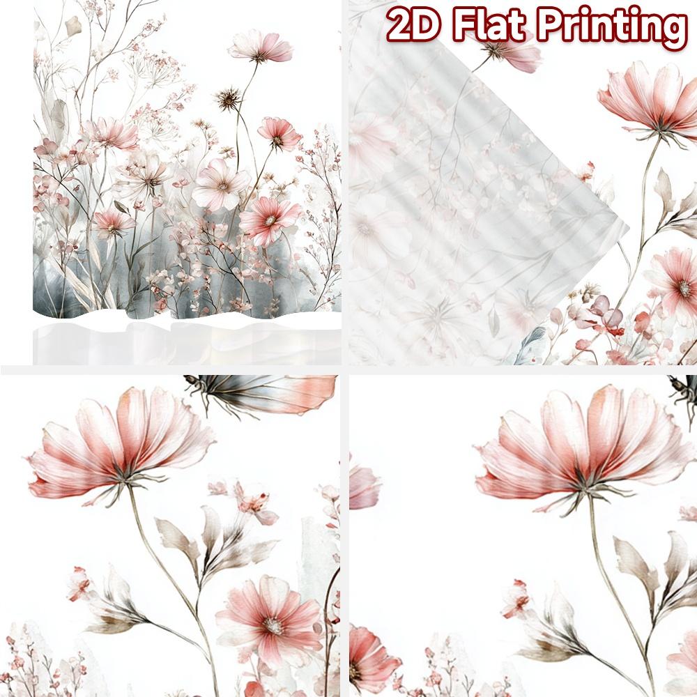 2D Flat Printing 2pcs Curtain Party Curtains Spring Butterfly and Flowers Digital Printed Polyester Drapes Holiday Decorations